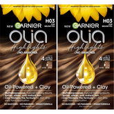 Garnier Olia H03 bottle for precise, non-drip lightening on brunette hair.
