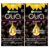 Garnier Olia colorant tube with oil-powered formula for vivid, long-lasting color.