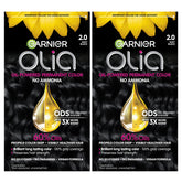 Garnier Olia soft black color application demonstrates ammonia-free formula for smooth coverage.