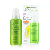 Garnier SkinActive Clearly Brighter SPF 30, bote, hidratación rápida y ligera.