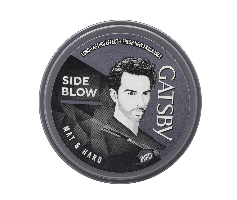 Gatsby Wax Matt & Hard 75g Grey cap for easy styling.