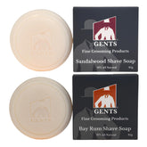 G.B.S men's shaving soap sandalwood round close-up showing rich lather for a smooth shave