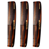 G.B.S GENTS 7-inch tortoise combs in a pack of three for versatile grooming.