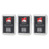 GBS Gents Alum Block in plastic case front view for travel-ready razor burn protection.