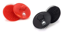 G.B.S soft red scalp massager brush close-up for gentle scalp care.