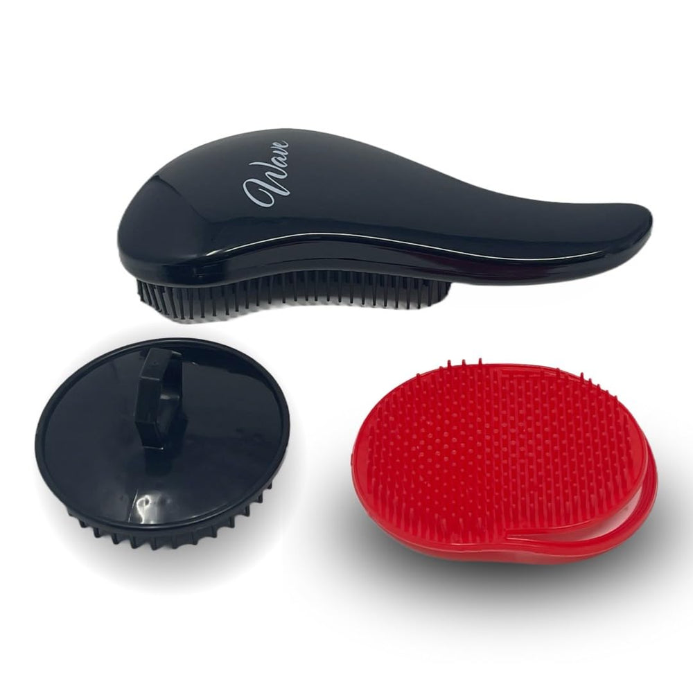 GBS Wave Detangling Brush Set front view with ergonomic handle for easy brushing