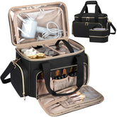 GDNasist large makeup bag side view showing spacious storage for cosmetics