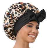 GDTOGRT bonete de satén para dormir leopardo negro protege y suaviza el cabello durante la noche