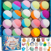 GDXINYES 20-pack bath bombs with a hidden toy inside promote playful bath time.