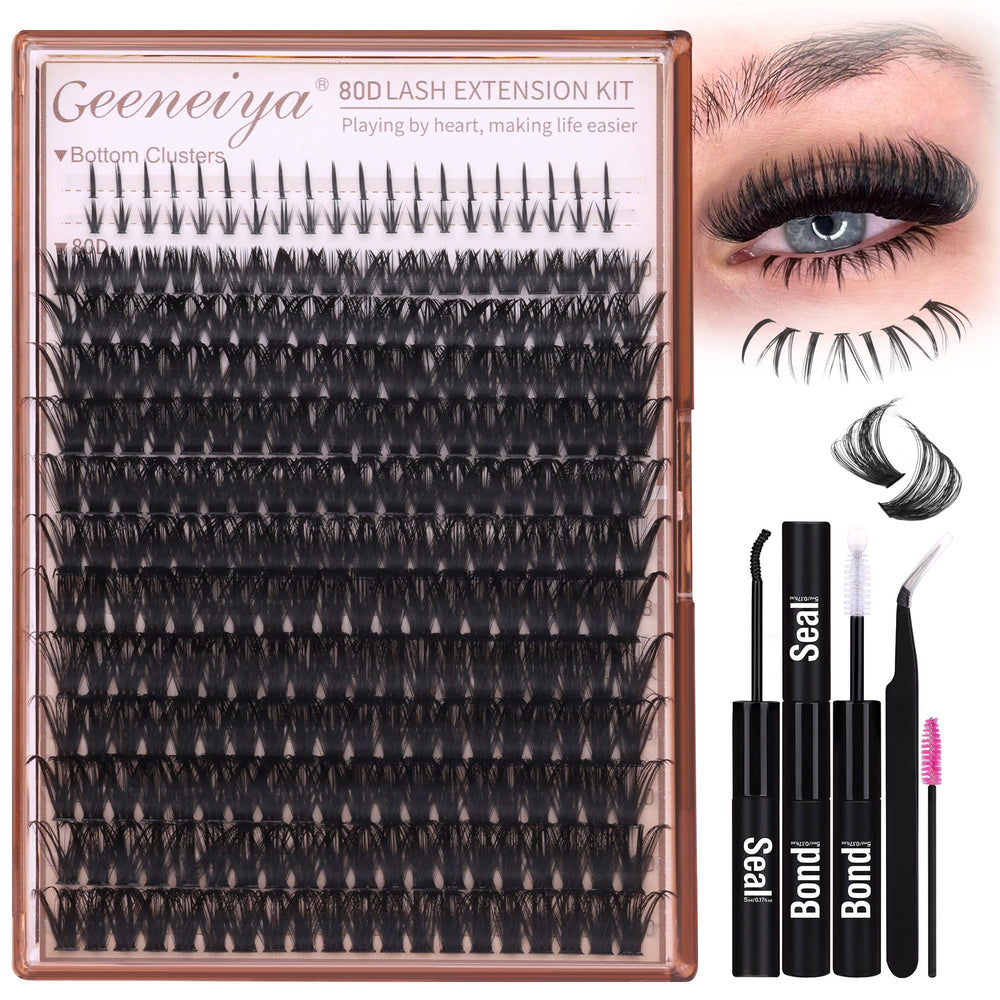 Geeneiya bottom lash clusters kit for natural, seamless DIY lash application.