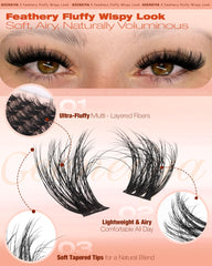 Geeneiya fluffy lash clusters for open-eye look with airy lift.