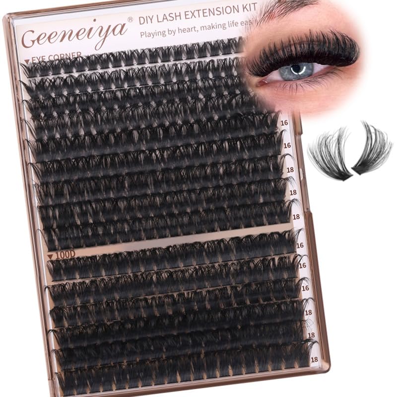 Geeneiya volume lash clusters 16-18mm for fuller lashes with natural wispy finish