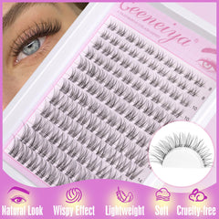 Geeneiya wispy 8-16mm D-curl extensions create a soft, natural effect.