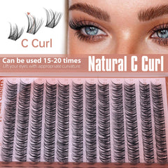 Geeneiya wispy cluster lashes 12mm with C-Curl for natural enhancement.
