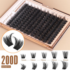 Geeneiya wispy D-curve lash clusters for natural, defined finish