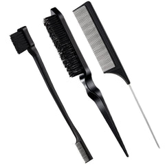 Geiserailie 3Pcs slick back brush set for precise edge control and sleek hairlines.