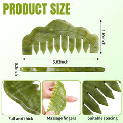 Geiserailie jade comb for facial therapy and gua sha touch.