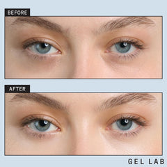 Gel Lab REGLOW eye patches under-eye application demonstrates instant cooling and coverage.