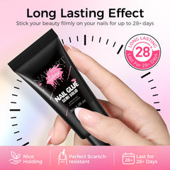 Close-up of long-lasting bond on pressed-on nails by GELLAKTIK