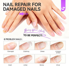 Gelike EC nail strengthener applied to damaged nails for rapid repair