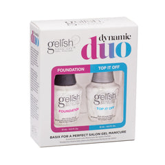 Gelish Dynamic Duo foundation base gel bottle showing strong adhesion and smooth application.