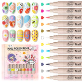 GELLAKTIK 12-color nail art pens set for vibrant DIY manicure