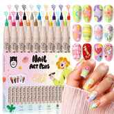 GELLAKTIK 18-color nail art pens swatches show vibrant shades for DIY designs