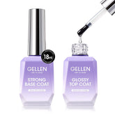 GELLEN base coat 18ml bottle delivers strong adhesion for long-lasting color.