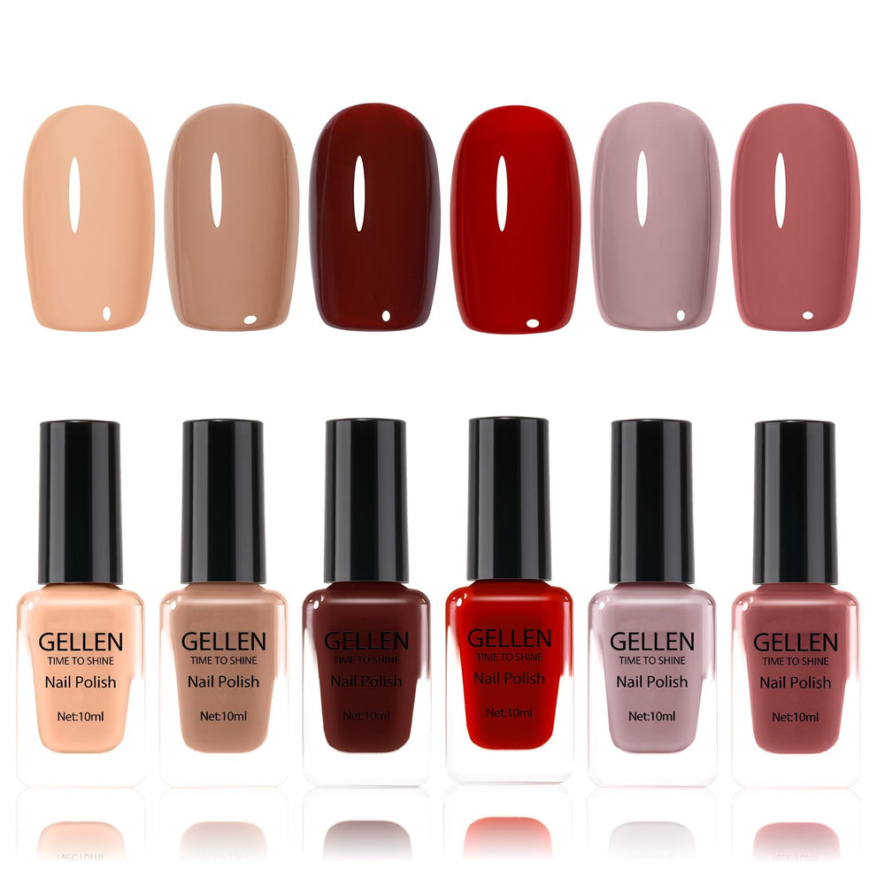 GELLEN esmalte nude en frascos, acabado suave para uñas naturales.