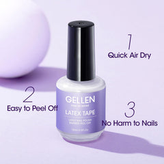 Aplicación fácil de Gellen Látex en uñas para un acabado limpio.
