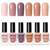 GELLEN Nail Polish Neutral Earth Tones six-color set swatches for versatile looks.