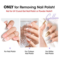 GELLEN non-acetone remover formula removes regular polish efficiently.