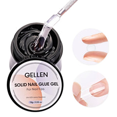 Gellen pegamento uñas gel sólido en botella, adhesión suave y profesional.