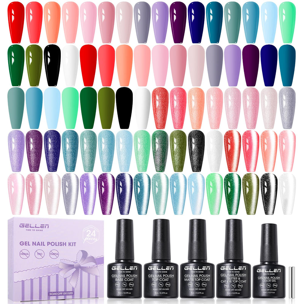 GELLEN set gel UV 24 piezas, presentación limpia para manicuras completas