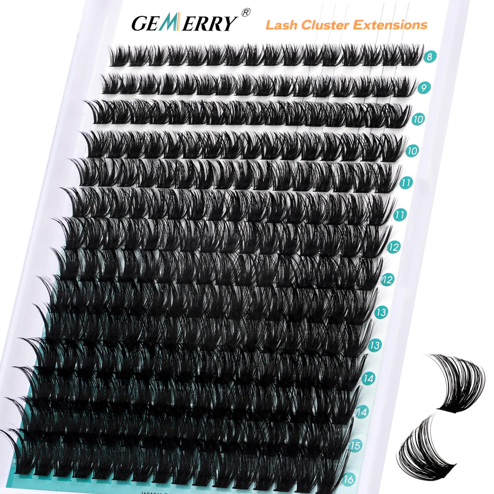 GEMERRY eyelash clusters tray with 280 pieces and two styles.