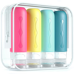 Gemice travel bottles 3oz four-pack with leak-proof design for toiletries.