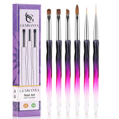 Gemsanva 6Pcs nail art brushes set with flat head for precise cleanup and clean lines.