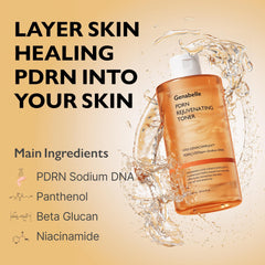Genabelle PDRN Toner being poured onto a cotton pad for gentle use