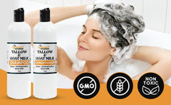 Generic beef tallow conditioner bottle supports hydration and scalp comfort.