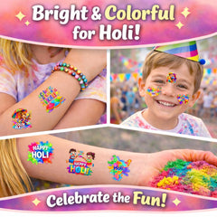 Generic Holi Day tattoos come in a 100-pack for gifts or rewards