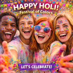 Generic Holi Day tattoos suitable for women and men at Holi events
