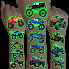 Generic Monster Truck tattoos pack shown for kids party use and fast application
