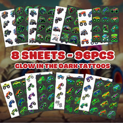 Generic Monster Truck tattoos for party decor and party favors at celebrations
