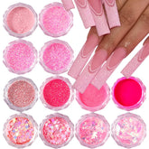 Generic polvo rosado para uñas en frasco claro, ideal para brillo suave.