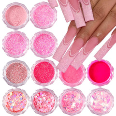 Generic polvo rosado para uñas en frasco claro, ideal para brillo suave.