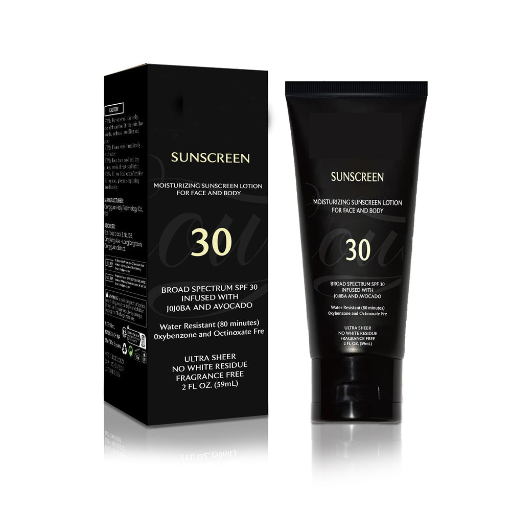 Genérico protector solar, botella de 2 oz, para piel morena, protección y hidratación.