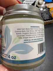Genesis Wild Yam Root Cream packaging emphasizes organic quality and USA made production