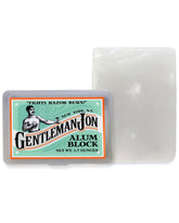 Gentleman Jon alum block in a plastic case for soothing post-shave care.