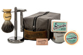 Gentleman Jon deluxe shaving kit side view, ideal for on-the-go grooming.