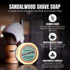 Gentleman Jon sandalwood soap nourishes skin during shaving.